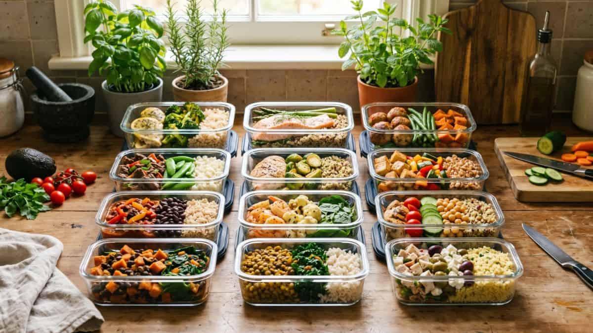 Healthy prepared meal kits for busy moms in 2026 arranged on a kitchen counter for easy family dinners
